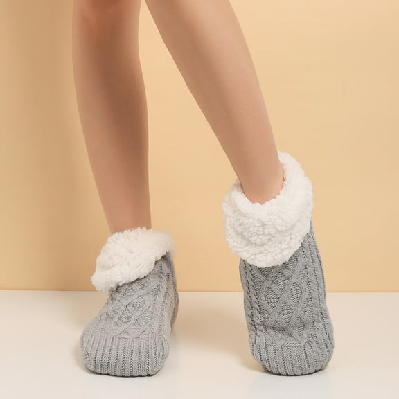 Crew Socks for Boy Kids Winter Fleece Slipper Socks Boys Girls Thicken Snow Socks Warm Non Slip Socks Halloween Socks Gray 4Y
