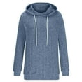 thumbnail image 6 of Miluxas Hoodies for Women Casual Long Sleeve Textured Knit Loose Drawstring Hooded Sweatshirt Blue M(M), 6 of 6