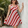 thumbnail image 3 of Red White Christmas Candy Cane Sleeveless Dress Women Summer Evening Dresses Ladies Sundress, 3 of 7