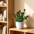 thumbnail image 4 of Dongrere Artificial Potted Plants with White Plastic Pot Fake Bush Greenery Faux Flower Arrangement Decorative for Home Bedroom Office Desk, B, 4 of 6