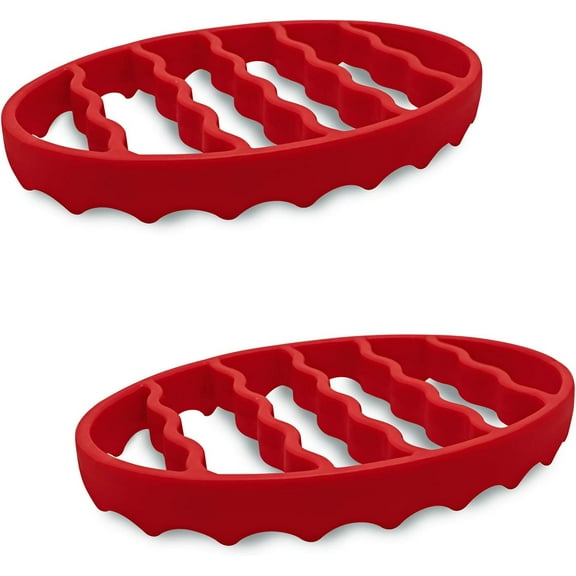 ABCISI Silicone Cooker Rack for Instant Pot 5,6,8 Qt, Roasting Rack for Baking Cooking Steaming, Crock Pot Air Fryer Pressure Cooker Rack (Oval,Red,2Set)
