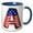 Blue/White, variant on 3drose, Stars and Stripes Monogram Initial A, 11oz Two-tone Yellow Mug