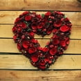 thumbnail image 2 of Red Wooden Rose and Cherries Valentine's Day Heart Wreath, 13-Inch, Unlit, 2 of 3