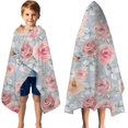thumbnail image 3 of Pioneer Flower Floral Print Pattern Hooded Bath Towel，50"x30" for Ages 3 To 12 Kids, Quick Dry Lightweight Soft Microfiber Hood Beach Towel Cover Up for Kids, 3 of 7