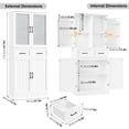 thumbnail image 3 of Homfa 68" Tall Kitchen Pantry with Adjustable Spice Rack, Storage Cabinet with Glass Door & 2 Drawers for Dining Room, White, 3 of 7