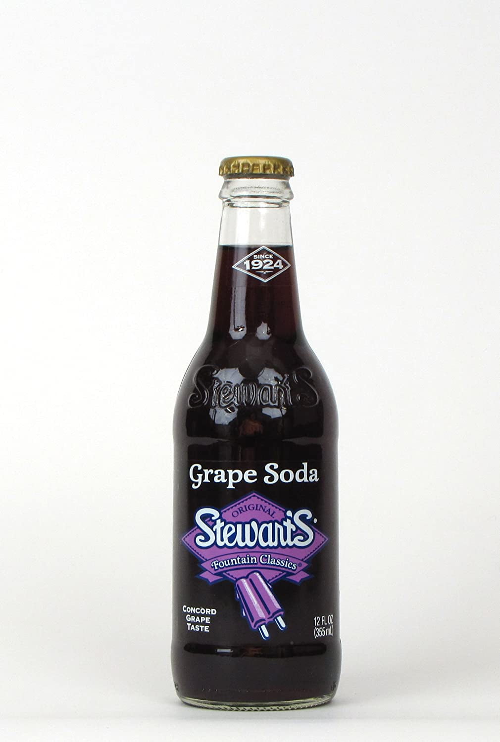 Stewarts 12 oz Glass Bottle Soda (6 Pack Total of 72 Oz) (Grape Soda), All Natural Family Pack