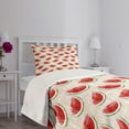 thumbnail image 5 of Ambesonne Fruits Quilted Bedspread Set 2 Pcs, Watercolor Watermelons, Twin Size, Cream Red Jade Green, 5 of 6