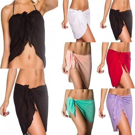 2018 New Details About Mini Sarongs Chiffon Short Sarong Wrap Cover Up Holiday Beach Swimwear