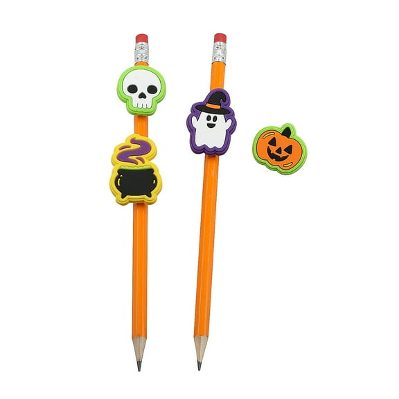 1" – 1 1/2" Bulk 48 Pieces Halloween Themed Rubber Pencil Charms Assortment