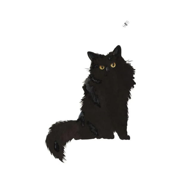 Watercolor Cats Painting Japanese Style Poster Black Cat Prints Canvas Printing Wall Art Picture for Living Room Home Decor Gift50 x 70 cm, frameless,SKY BLUE