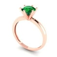 thumbnail image 2 of 1 ct Round Cut Simulated Emerald Solitaire 18K Rose Gold Womens Engagement Ring, 2 of 5