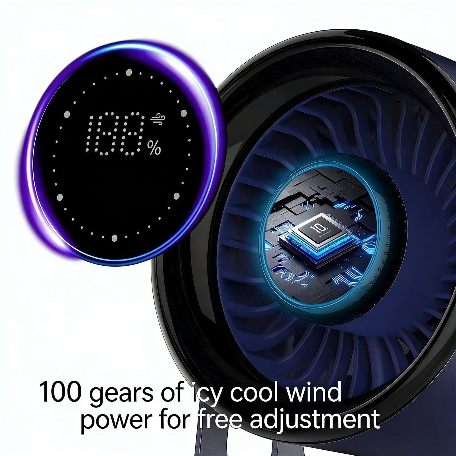 Desktop Turbine Fan, Intelligent Digital Display, Adjustable Wind Speed, Portable Wall-mounted Cooling Fan for Office, Bedroom, Kitchen, USB Rechargeable, Quiet Operation, Strong Airflow