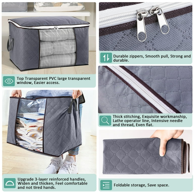 Underbed Storage Bag Large Capacity Storage Bins Clothes Storage Bag  Foldable Blanket Pillow Quilt Storage Bags Closet Organizer