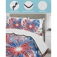 thumbnail image 3 of Full Size Quilt Bedding Set, Patriotic American Flag Reversible Summer Quilt 3 Pieces, Red Blue Fireworks Daisy Flowers Lightweight Bedspreads Coverlets with 2 Pillow Shams for All Seasons, 3 of 5