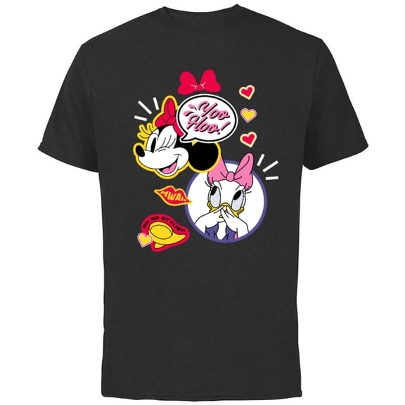 Disney Minnie Mouse and Daisy Duck Yoo Hoo - Short Sleeve Cotton T-Shirt for Adults - Customized-Black