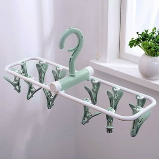 kitwin Sock Drying Rack 24 Clips Plastic Laundry Clothes Hanger Rotatable  Hanger Sock Dryer Foldable Portable Clothes Drying Rack Folding Sock Hanger  for Socks Underwear Baby Clothes 