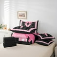thumbnail image 5 of Manfei Initial Letter Y Bedding King Size,Cute Bowtie Comforter Sets with Sheets,Pink Black Bedding Sets King Size For Girls,Breathable Bedroom Decoration Reversible,7pcs, 5 of 7