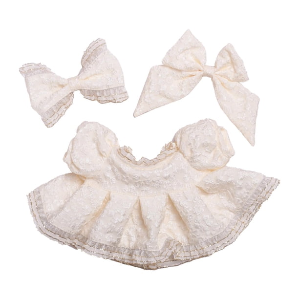 3x Vestido de princesa para muñecas con lazo, horquilla, atuendos casuales, vestido de noche con lazo, disfraz para muñecas de 38 cm, muñecas para Beige