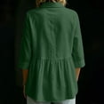 thumbnail image 3 of Edvintorg Summer Tops for Women Cotton And Linen Turndown Collar 3/4 Sleeve Casual Loose Shirts with Button Women's Blouses Army Green L, 3 of 6