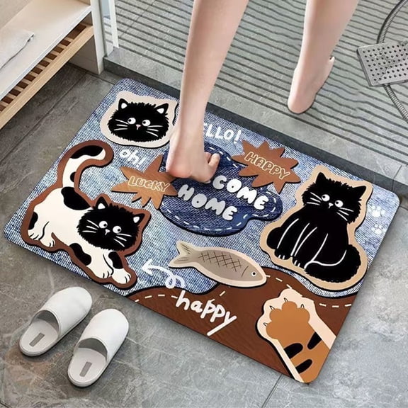 Lovely Cowboy Dogs Funny Rug Indoor/Outdoor Diatomaceous Earth Bath Mat Ultra Thin- Non Slip Quick Dry Rug for Bathroom Shower Fits 24x36 inch