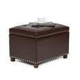 thumbnail image 3 of Homebeez 18" Leather Storage Ottoman Upholstered Footstool Bench for Bedroom Hallway, Brown, 3 of 9