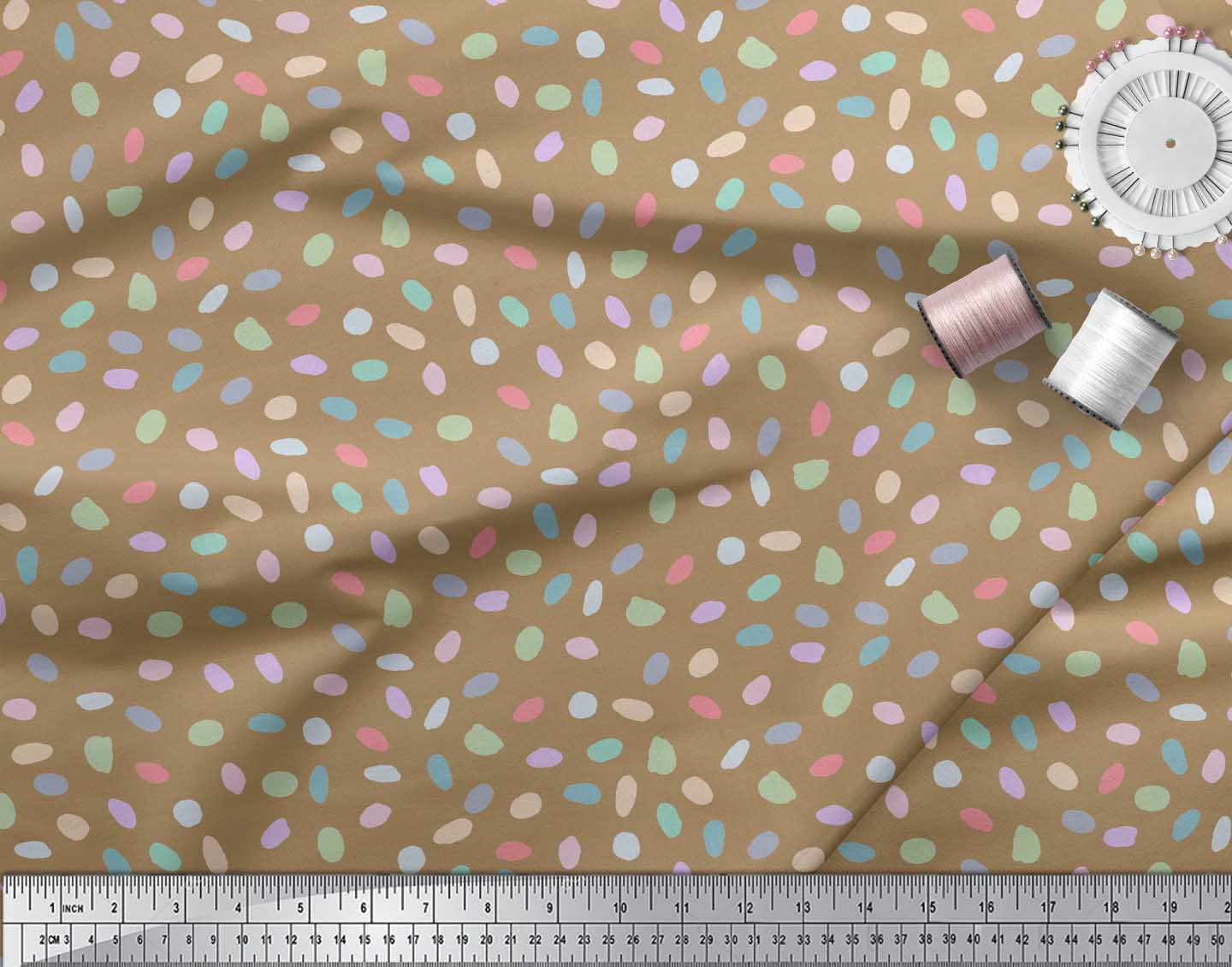 Soimoi Brown Velvet Fabric Brush Stroke Abstract Printed Craft Fabric by the Yard 58 Inch Wide