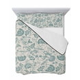thumbnail image 7 of Quilts Twin Size Bedding Set, Teal Green Spring Floral Lightweight Quilted Comforter, Retro Farmhouse Summer Botanical Soft Reversible Bedspread Coverlet with Pillow Covers for All Season, 68" x 86", 7 of 7