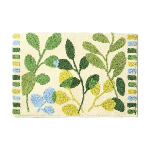 Yhmxh Alfombrillas de baño para baño Alfombra de baño Alfombra antideslizante para baño con diseño de hojas y plantas, absorbente, para puerta de entrada, para dormitorio Decoración del baño