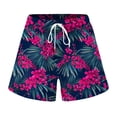 thumbnail image 5 of COMVALUE Women Drawstring Board Shorts Floral Beach Swim Shorts Summer Swim Trunks with Pockets (Hot Pink, S), 5 of 5