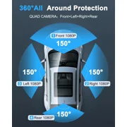 Dash Cam - 4K - 4 Channel - 360° Front Rear Inside DashCam, FHD 1080P Car Camera 128GB