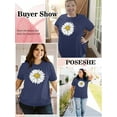 thumbnail image 5 of XCHQRTI Womens Daisy Tshirt Graphic Plus Size Casual Shirt Oversized Short Sleeve Summer Flower Tops, 5 of 7