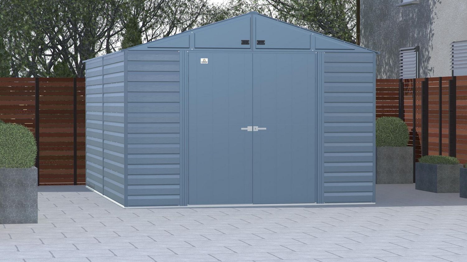 Arrow Select Steel Storage Shed, 10x14, Gris bleu