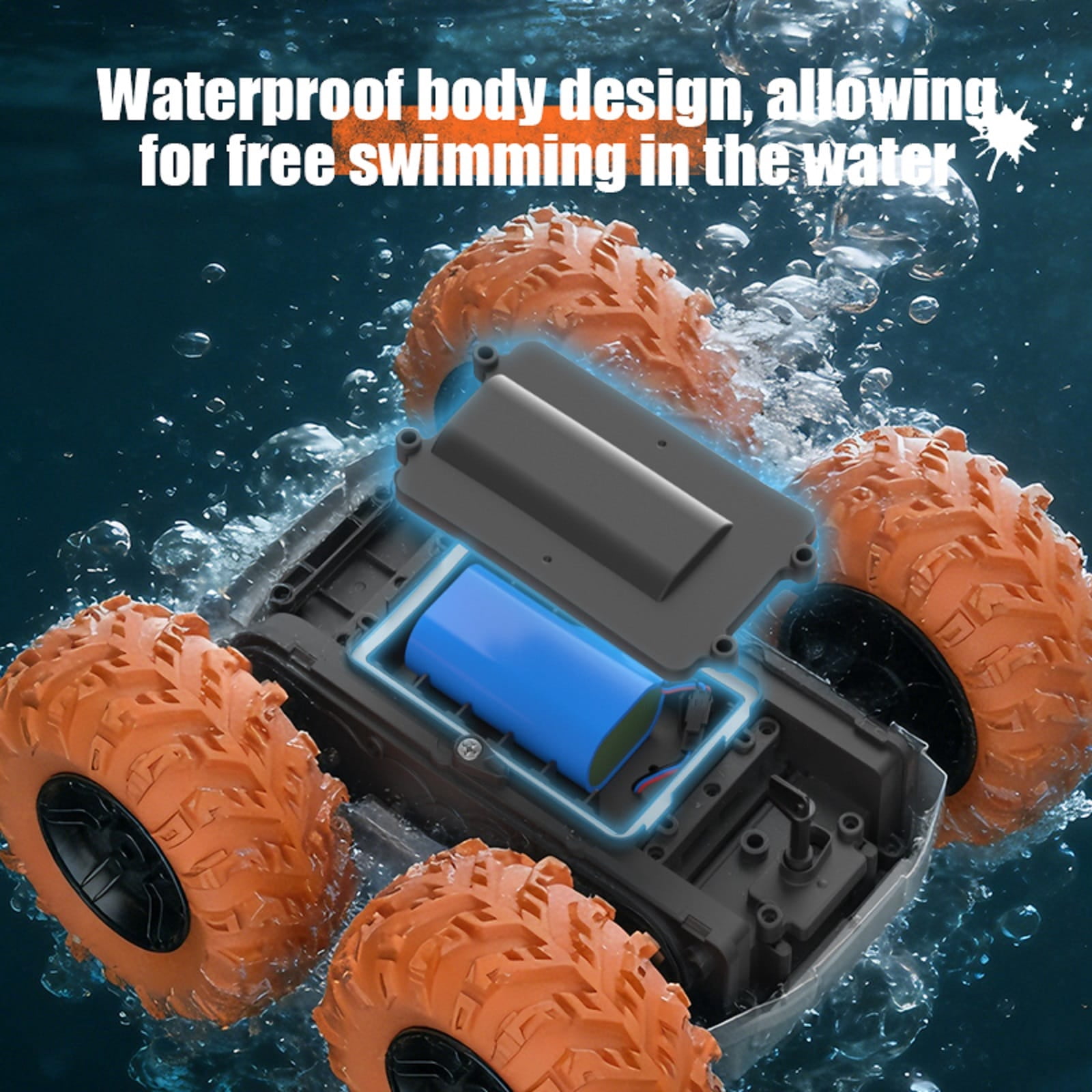 2.4G Amphibious RC Stunt Car, Rechargeable Double-Sided Water Land Remote Control Vehicle with 360 Flip, All Terrain