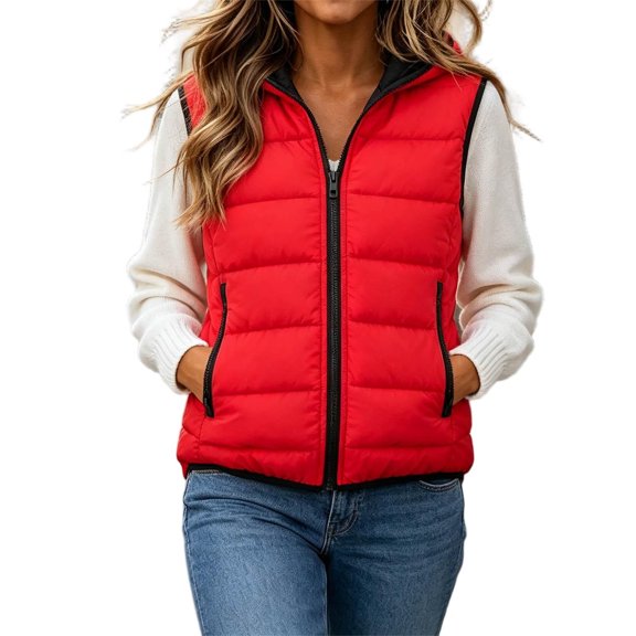 NominalSnug Women's Cropped Puffer Vest Zip Up Sleeveless Coat Winter Outerwear Hood Lightweight Quilted Vests