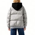 thumbnail image 5 of ClodeEU Womens Hooded Down Jacket ,Winter Warm Thicken Puffer Coats ,Casual Loose Zip Up Padded Quilted Coat Gray,Womens Plus M, 5 of 7