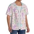 thumbnail image 2 of KLL Colorful Bunny Print Men's Shirt Short Sleeve Button Down Summer Cuba Beach Shirts- XX-Large, 2 of 5