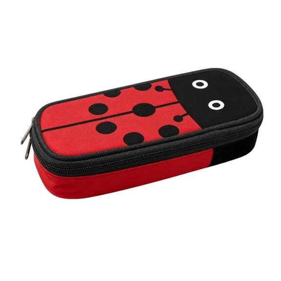 Cute Ladybug Pattern Pencil Pouch Large Capacity Stationery Zipper Storage Organizer