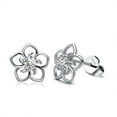 thumbnail image 3 of Homesteed Hollow Flower Shaped Diamond Earrings for Women Shiny Crystal Studs Elegant Floral Jewelry Nickel Free Birthday Wedding Gift for Her, 3 of 6