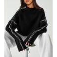 thumbnail image 3 of Suéter PRETTYGARDEN Otoño 2025 Cuello Simulado Oversize Negro S, 3 of 6