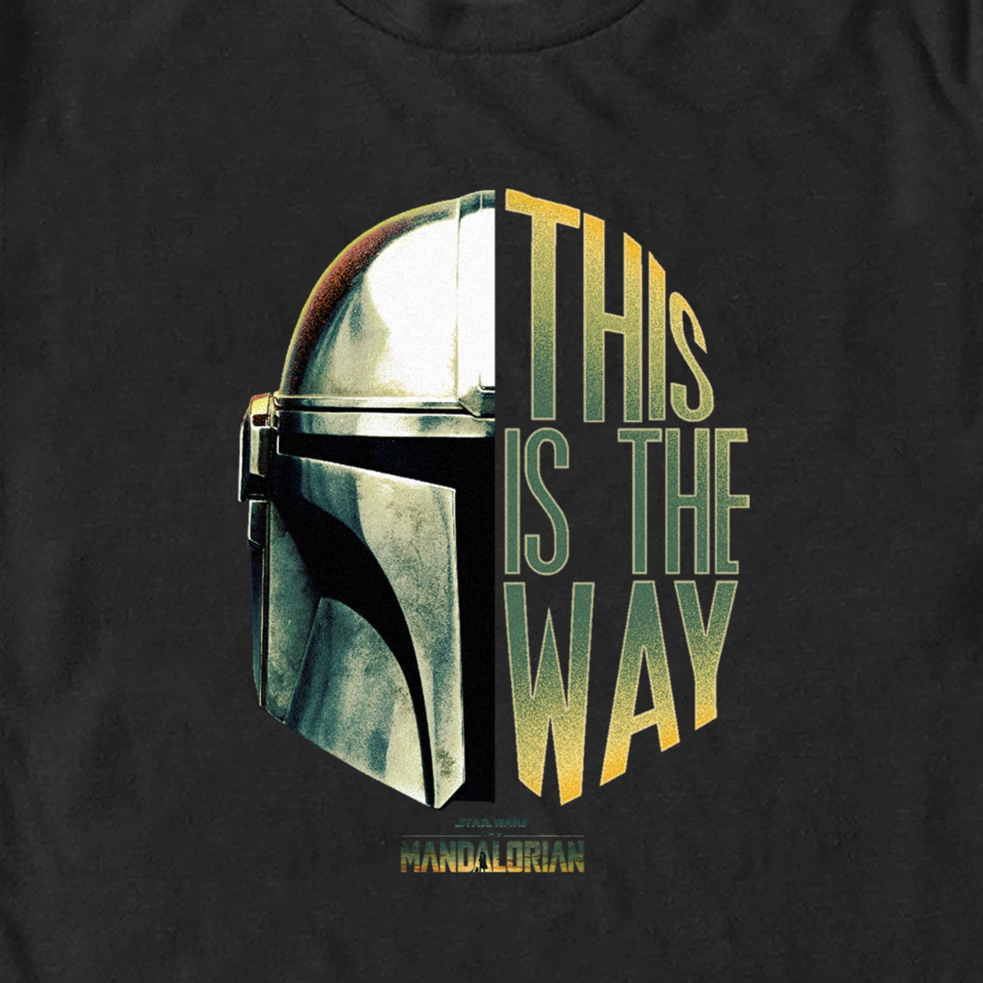 Men\'s Star Wars: Way Helmet Logo The Mandalorian is Graphic This Black the Large Tee