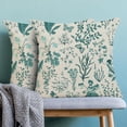 thumbnail image 5 of Summer Pillow Covers 18x18 Inch Set of 2,Teal Green Wild Flower Plant Throw Pillows Case,Seasonal Floral Outdoor Decorative Square Linen Farmhouse Decor Cushion Covers for Home Sofa Bed Couch, 5 of 5