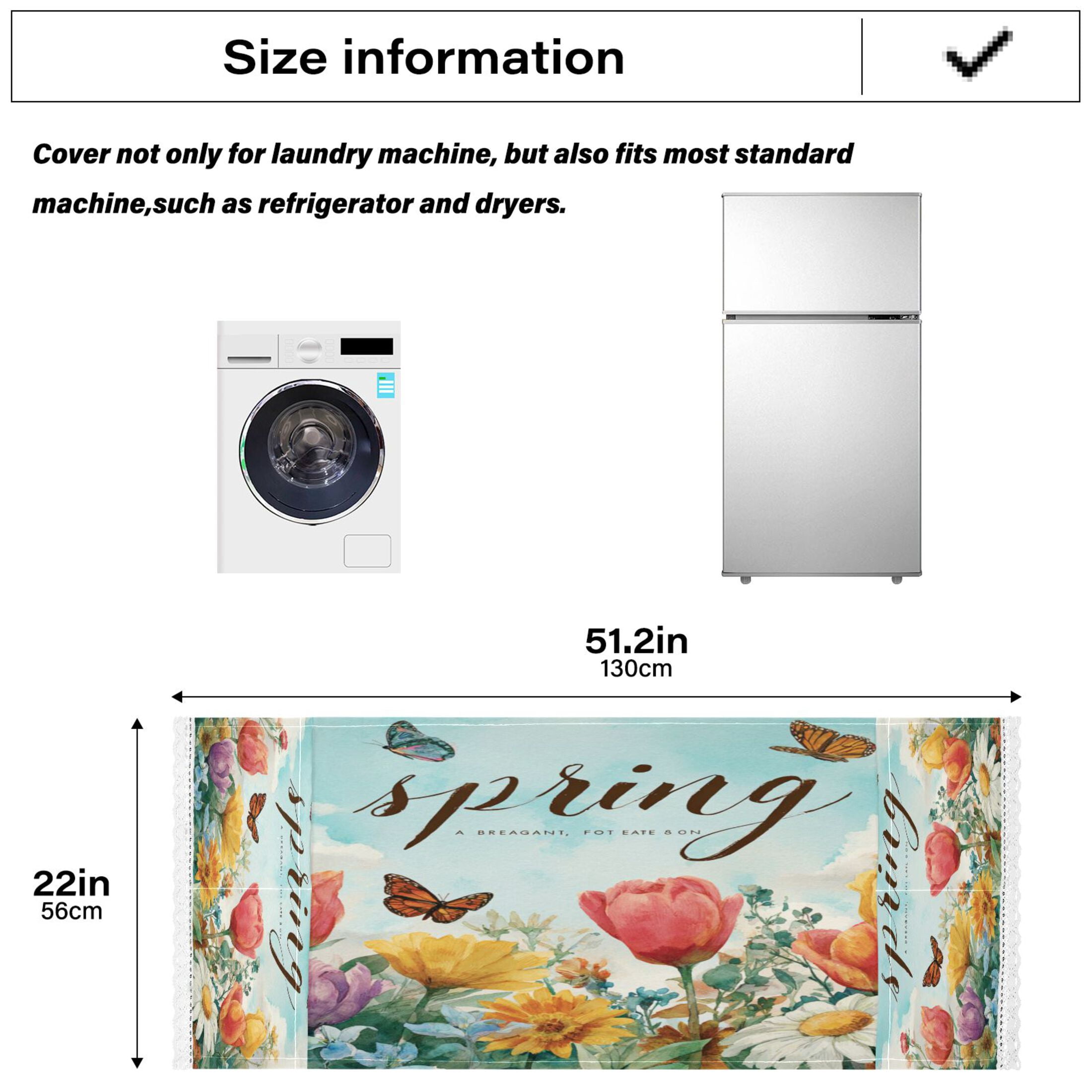 Wobogo Watercolor Spring Garden Washing Machine Cover Dustproof Washer Dryer Cover Waterproof Laundry Room Decorative Protector