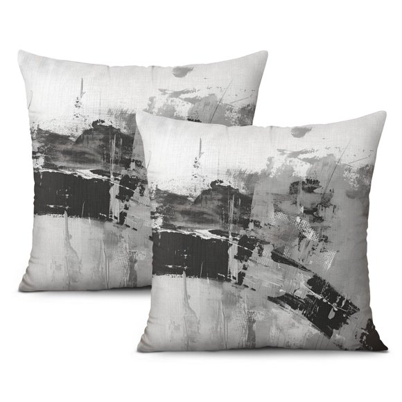 Ensemble de 2 Taies d'Oreiller 16x16 Pouces Housses d'Oreiller Décoratives Contemporaines Brun Gris Beige Orange Peinture Abstraite Taies d'Oreiller Modernes pour Canapé Sofa Lit Chaise