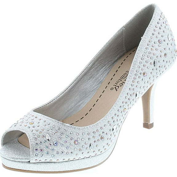City Classified Frank Comfort Soft Foam Peep Toe Glitter Rhinestones