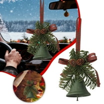Artificial Christmas Mistletoe Kissing Ball with Bells, Hanging Decor with Bow for Tree, Door, and Party Decorations