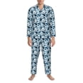 thumbnail image 3 of Naloa Daisies Flowers Men’s Pajamas Set - Long Sleeve Button Down Sleep Shirt and Pajama Bottoms Sleepwear Set-XX-Large, 3 of 7