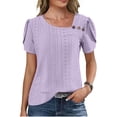 thumbnail image 1 of TaTaai 2026 Summer Women’s Pa Button Tee Irregular Neck Short Sleeve Cropped Blouse Casual Solid Color Fashion Top Cutout Polyester Daily Shirt Gift, 1 of 8