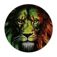 thumbnail image 4 of HAOXIT Rasta Tablecloth, Ethiopian Flag Colors on Sketchy Lion Head with Black Backdrop, Dining Room Kitchen Round Table Cover, 4 of 8