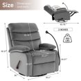 thumbnail image 2 of Rocking Small Recliner Chair for Small Spaces,Ergonomic Lounge Chair for Living Room with Rocking Function, Swivel Rocker Recliner Adults, Grey, 2 of 7