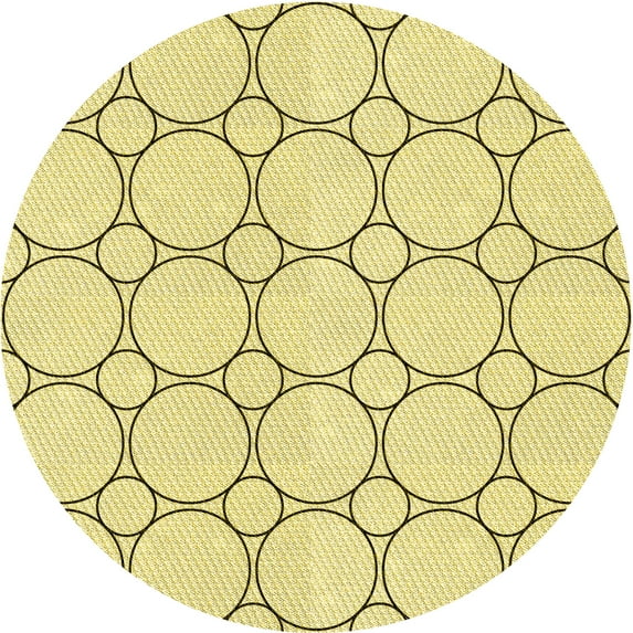 Ahgly Company Machine Washable Indoor Round Transitional Sun Yellow Area Rugs, 7' Round
